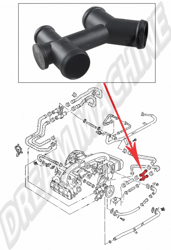 Répartiteur d'eau, VW Transporter T25, 025121438, WBX 1.9