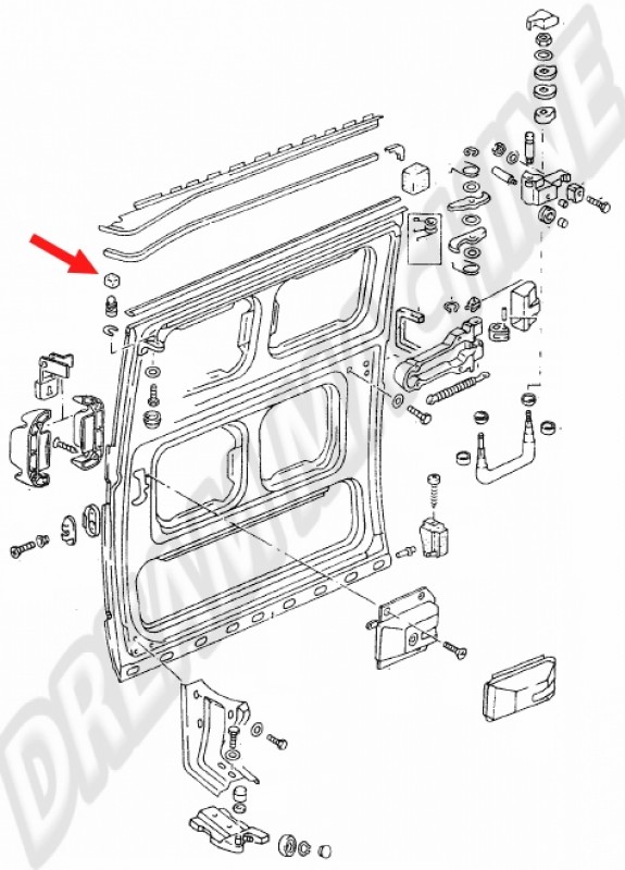 Coulisseau supérieur de porte coulissante VW Transporter T25 79-84, Référence produit 251843423, VW Transporter T25, Nylon, Guidage fluide.