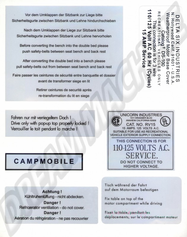 Feuille-d'autocollants-Westfalia-T2-Bus-1968-1979-211070030B