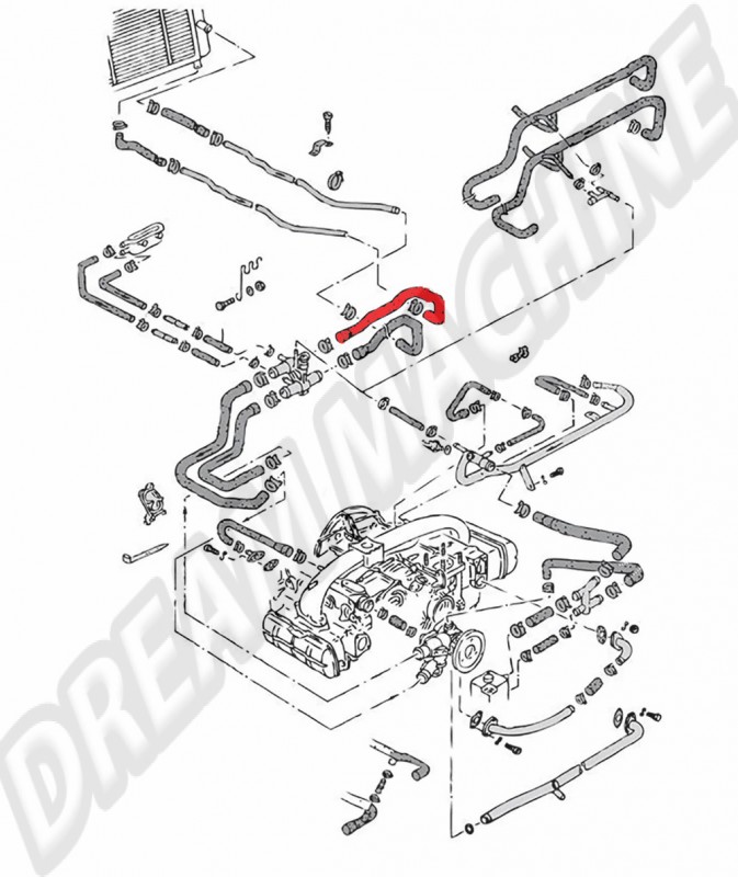 Durite d'eau VW Transporter T3/25 44,5cm.