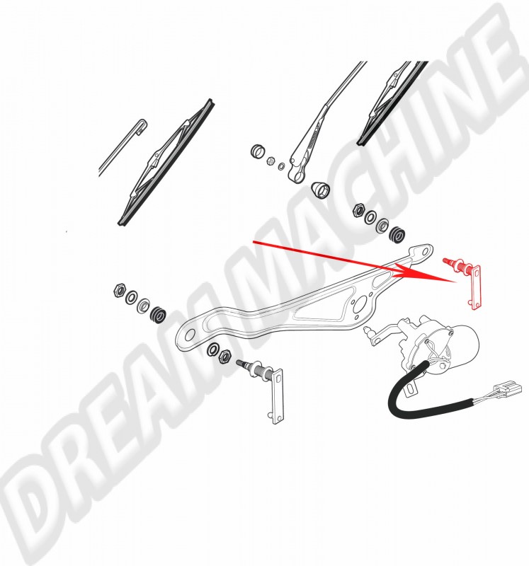 Axe d'Essuie-Glace Droit pour VW Coccinelle 1300, 1500, 08/67-07/69 et Coccinelle 1200, 08/67-07/72