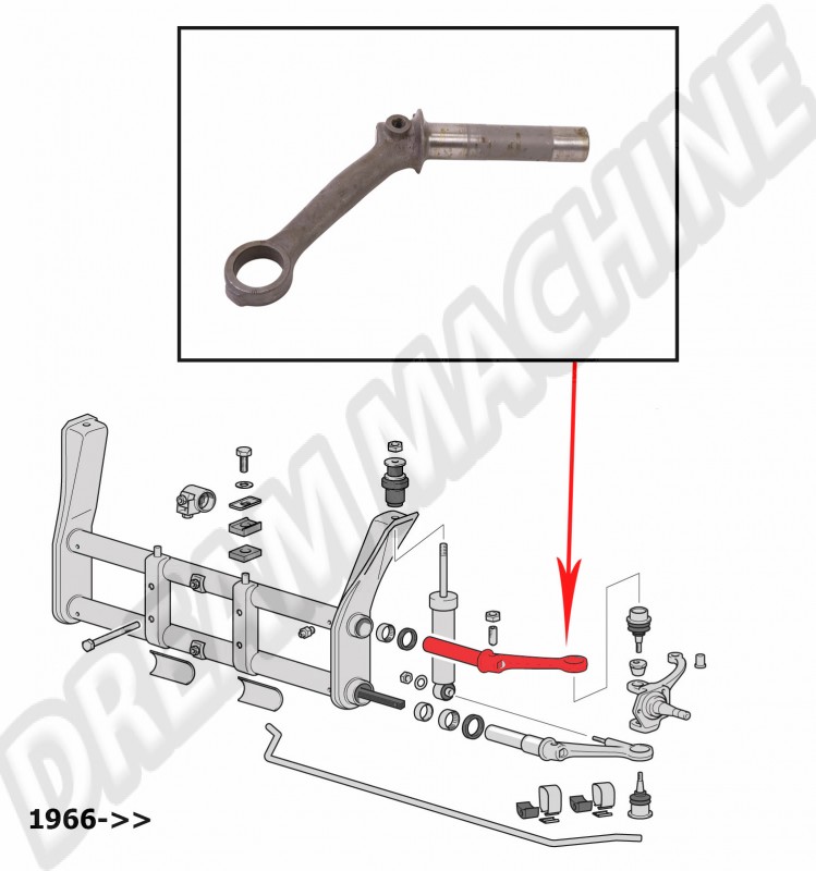 Bras de Torsion Supérieur Gauche sans Rotule Reconditionné : Coccinelle 1966-1979, Karmann Ghia 1966-1974, Coccinelle Cabrio 1966-1970