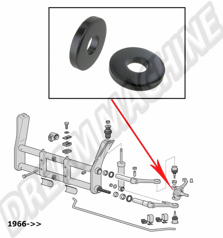Achetez les rondelles/bagues de pression pour rotule de suspension supérieure pour Volkswagen Coccinelle 1965+, Ghia 1965+, Type 181/Kübel jusqu'à 1970. Référence: 131405423A (131-405-423A).