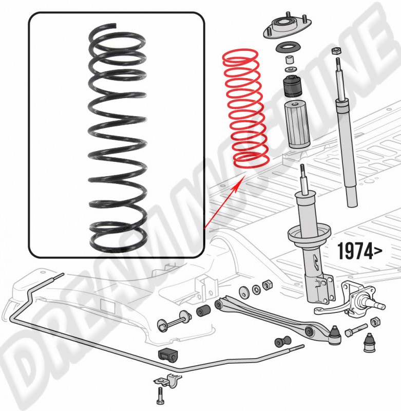 Ressorts de Suspension Avant VW Coccinelle -5 cm