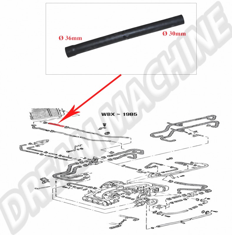  Durite d'eau droite VW Transporter T3 67cm.