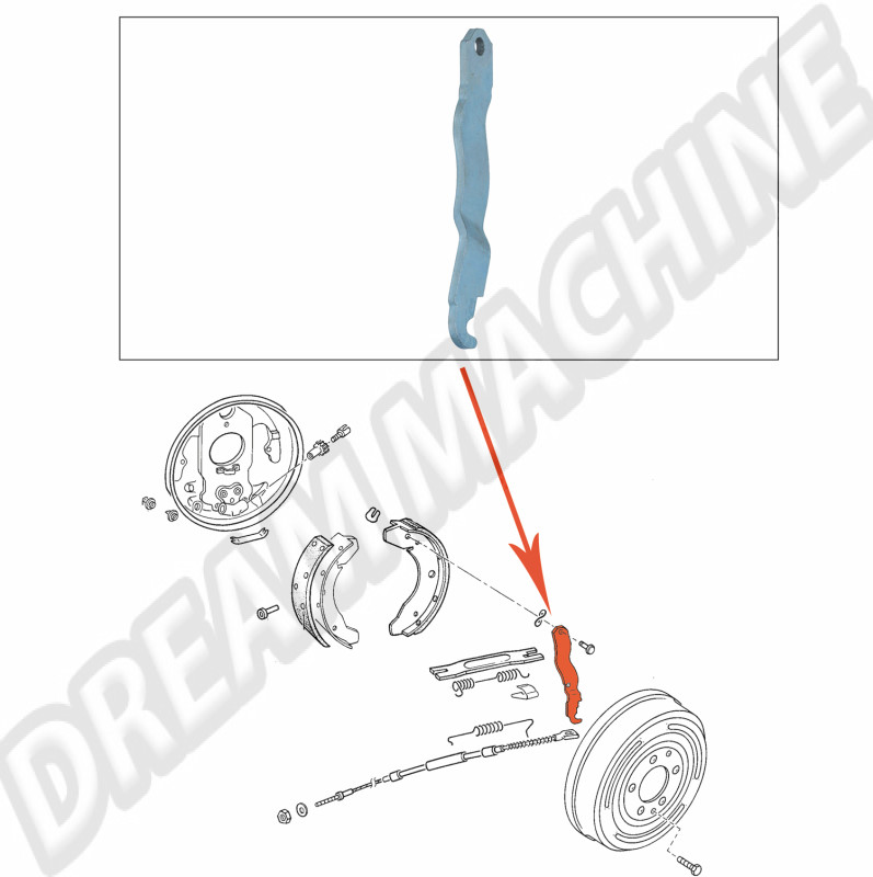 Levier frein à main gauche Combi T2 1973-1979 Kombi Brésil 1997-2014 211609613F