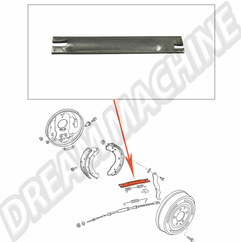 Tige pression frein arrière gauche Combi T2 1973-1979 211609631D