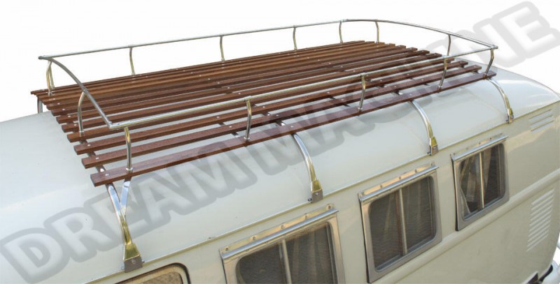 AC898040, AC 898 040, Galerie de Toit, 4 Barres, Inox Poli, Bois, Combi Type 2, Montage Soi-même, Longueur 1.72m