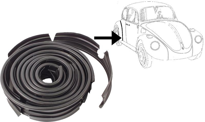 Joints d'ailes noirs, VW Coccinelle, prédécoupés, lot de 4, fabriqué en Allemagne.