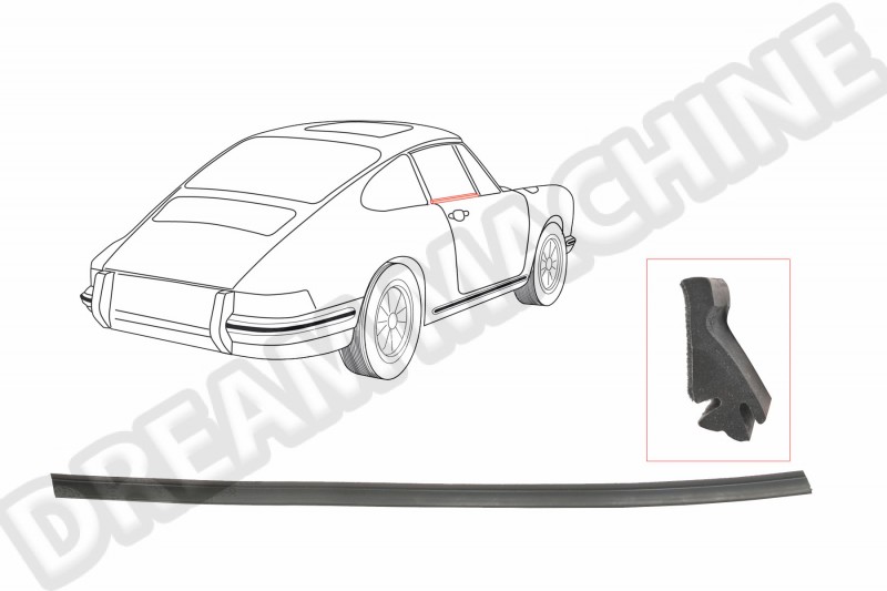 Joint étanchéité fenêtre latérale droite Porsche 911 Coupé, 2.0-3.3, 01/63-07/89, 964 Coupé, 3.3-3.6, 12/88-06/94, Référence 91153193202, étanchéité fenêtre, confort intérieur, infiltrations d'eau.