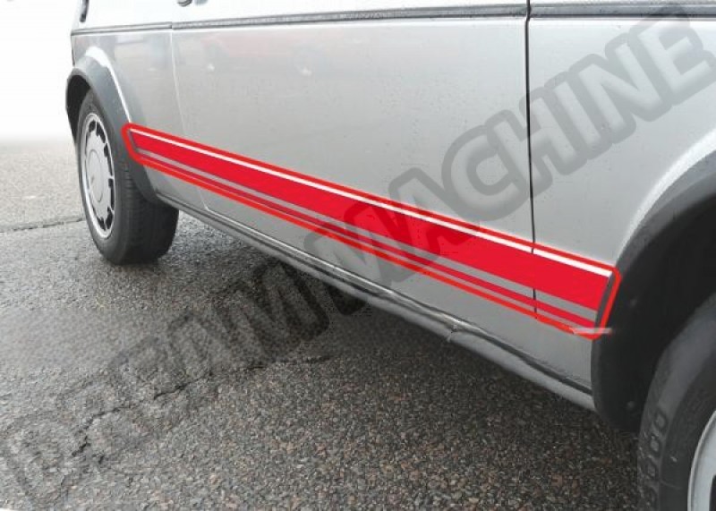 161806008R, 161 806 008 R, Golf, Jetta, bandes décoratives latérales, rouge, modèles 2 portes, modèles 4 portes.