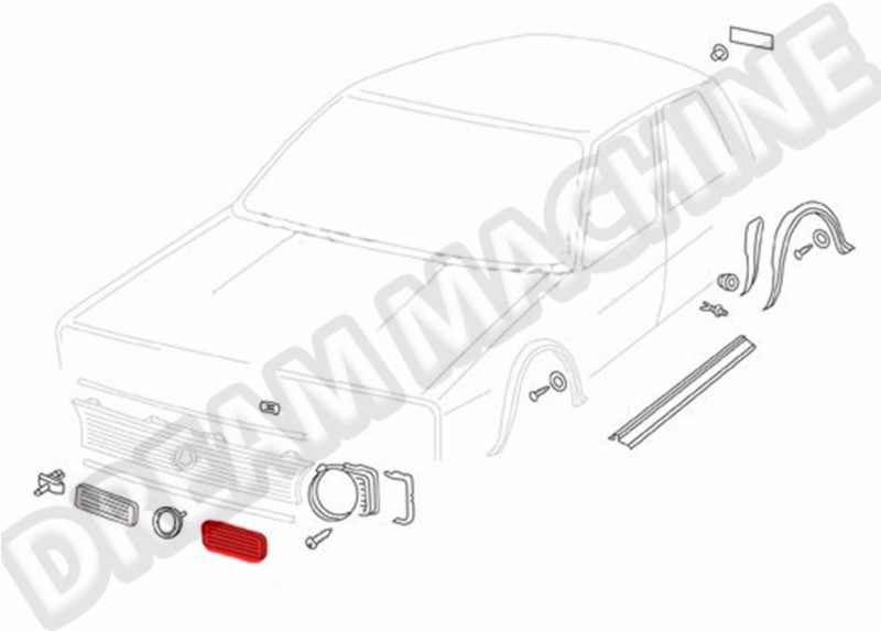 Calandre inférieure pour tablier avant droit : Golf Mk1 1981-1983, Golf Mk1 Cabriolet 1984-1992 171853662 171 853 662