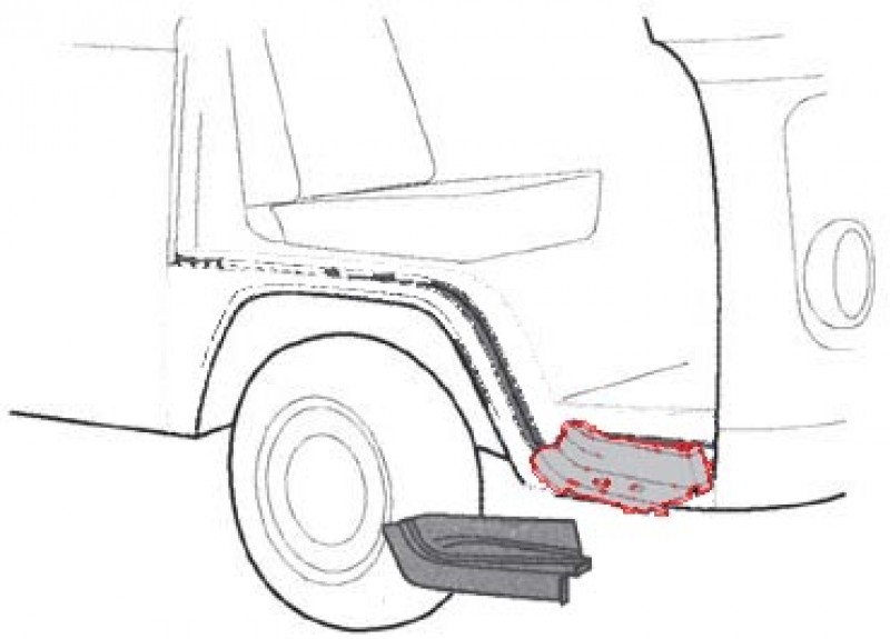 Tôle de Réparation Marche de Porte Intérieur Droite - VW Combi Bay Window 1973-1979 (Côté Passager)