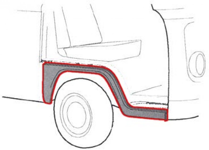 Tôle de réparation, passage de roue avant droit, Volkswagen, Combi, partie extérieure, sans renfort, ajustement, 211809504A.