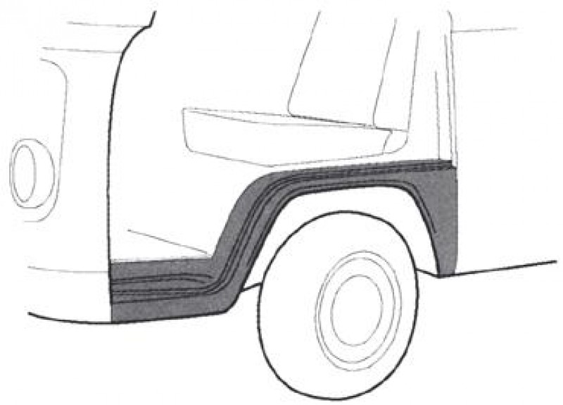 Passage de Roue/Joue d'Aile Avant Gauche Complet pour VW Combi Bay Window 08/1972-07/1979