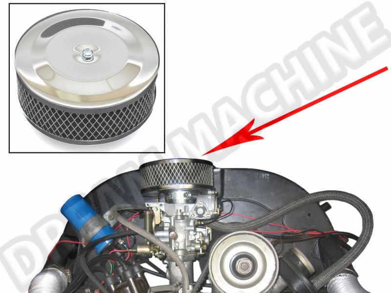 Filtre à air chromé Empi 00-9121-0 pour carburateurs Solex 28/30/31/34  Référence : 00-9121-0