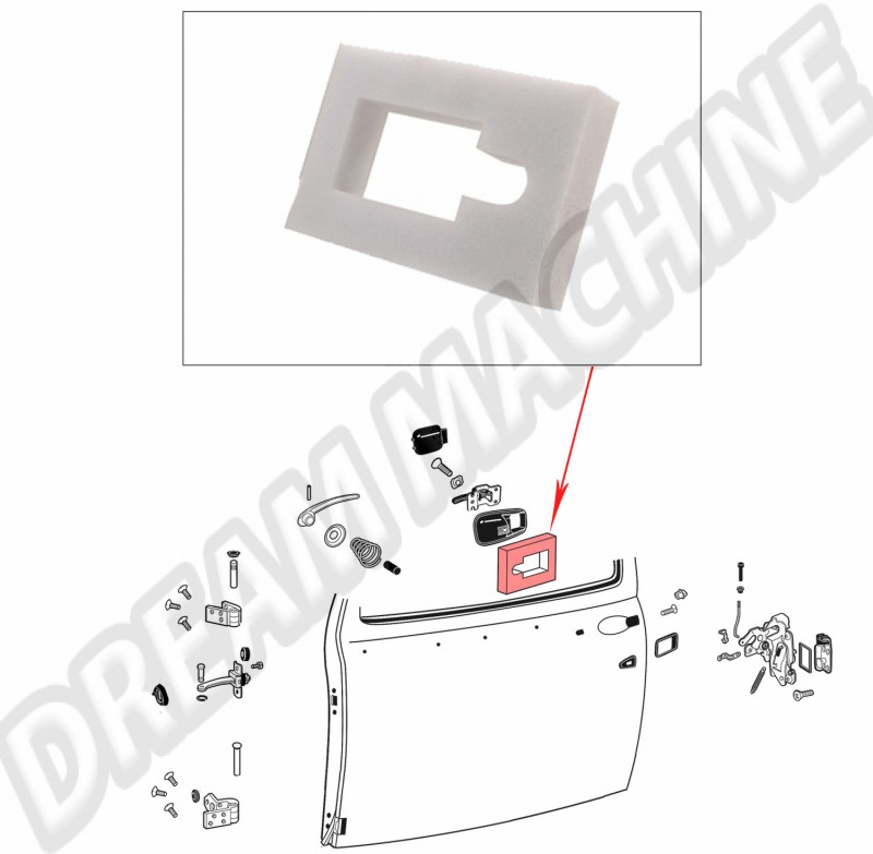 Joint en mousse, panneau de porte, Cox, Ghia, Bus, Golf, Jetta, Golf Caddy, Typ 3, Volkswagen, 111837341, isolation thermique, confort intérieur.