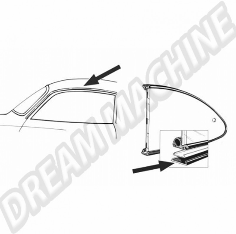 Joints Vitre Latérale Karmann Ghia 60-71 Noir