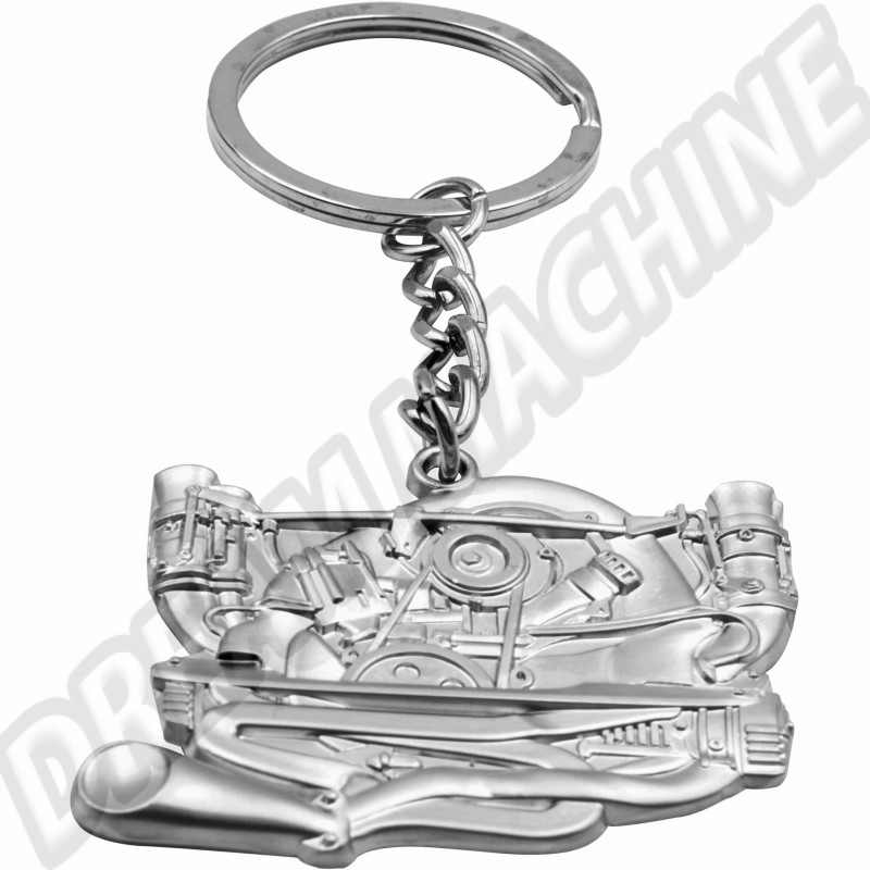 Porte-clés, moteur Rage, EMPI, 00-2121-0, accessoire de voiture, design de moteur, compatibilité avec les véhicules, dimensions en millimètres.