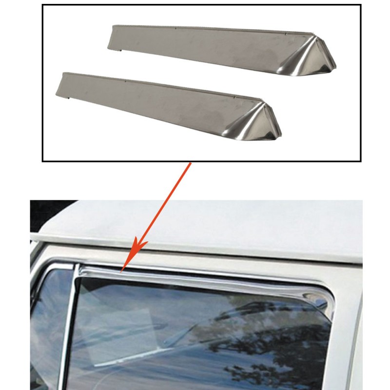 Ensemble de Deflecteurs de Vent en Acier Inoxydable 00-9742-0 pour Combi Volkswagen 07/1967 - 08/1979