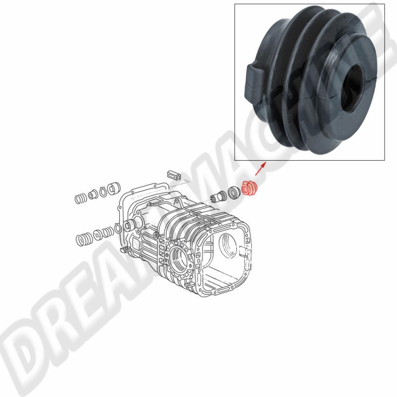 Soufflet fourchette en caoutchouc, VW Transporter T25, gaine de protection tringlerie de commande, qualité d'origine VW, modèles 4 ou 5 vitesses, boîte automatique exclue, référence 020301261A.