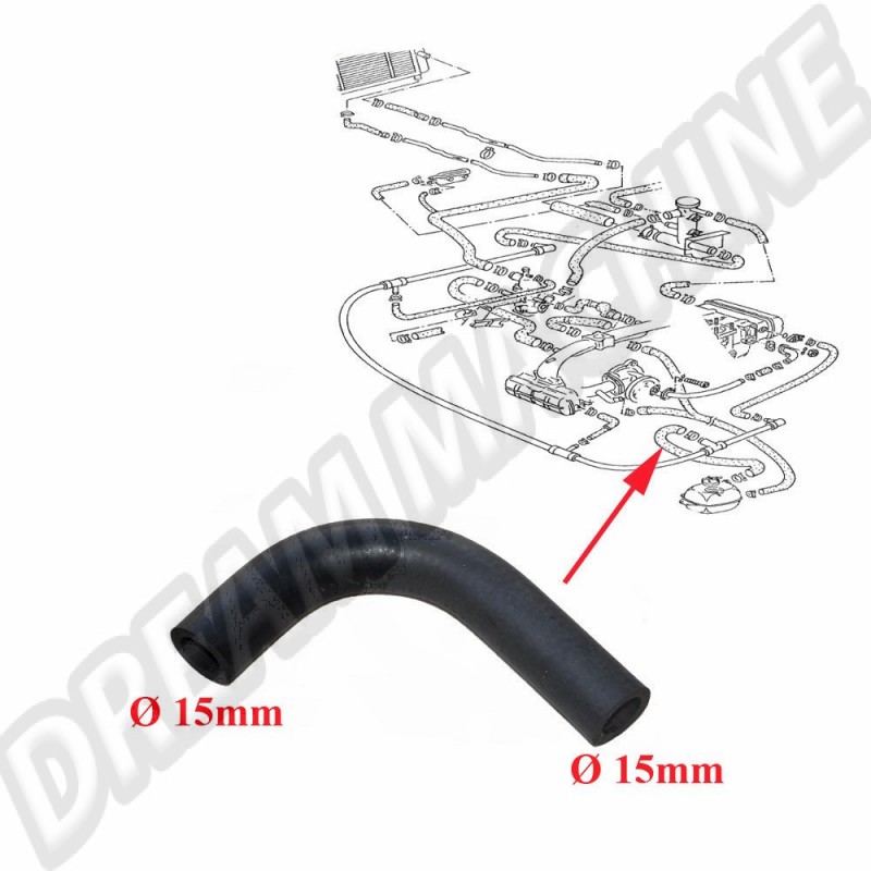 Durite d'eau universelle, 9cm de long, Ø 16mm, pour VW BUS/TRANSPORTER T3 de 1982 à 1992. Référence : 025121058H et 025-121-058-H.