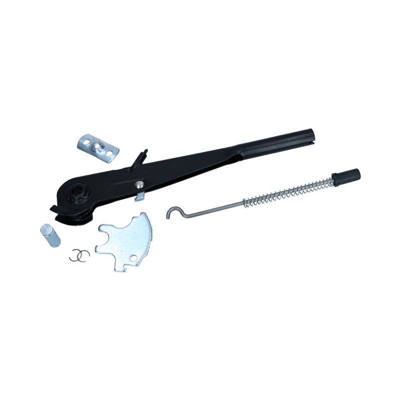 Kit Levier de Frein à Main Noir avec Plaque d'Équilibrage, Volkswagen Cox, Karmann Ghia, Type 3, Type 181, Poignée Noire, Plaque d'Équilibrage, Levier Égalisateur, Pignon, Pivot, Clips, Tige de Poussée, Référence Produit: 113711305B, 113,711,305-B.