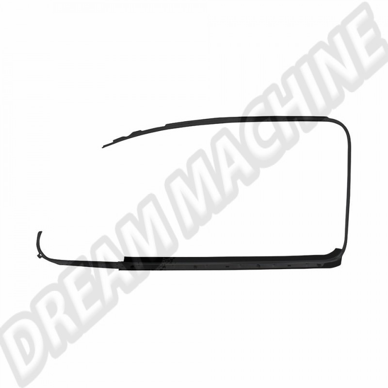 Lèche-vitre extérieur gauche, 113853321E, VW Coccinelle Berline, moulure en aluminium noir, qualité OE, pièce de rechange, fabrication allemande, clips chromés.