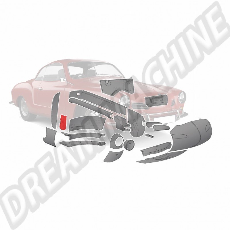 Tôle de réparation pied de porte VW Karmann-Ghia 141805342