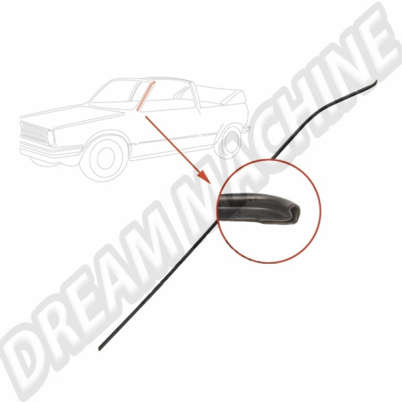 155853705, 155 853 705, Golf I Cabrio, baguette décorative, montant A gauche, couleur noire.