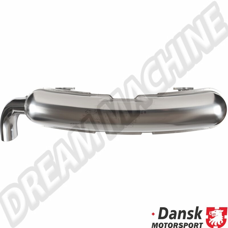 Échappement sport avec sortie unique de 84mm en acier inoxydable poli, pour Porsche 911/930 3.2 de 01/63 à 11/90. Références : 1620604900, 1 620 604 900, 92512S.