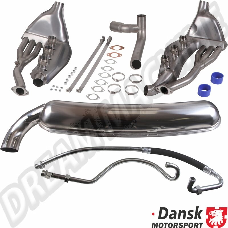 Ensemble d'échappement sport comprenant une sortie de Ø84 mm et un échangeur de chaleur de Ø41 mm, style OEM, pour Porsche 911/930 3.2 (01/63-08/89). Référence : 1620802210, 92.299S.
