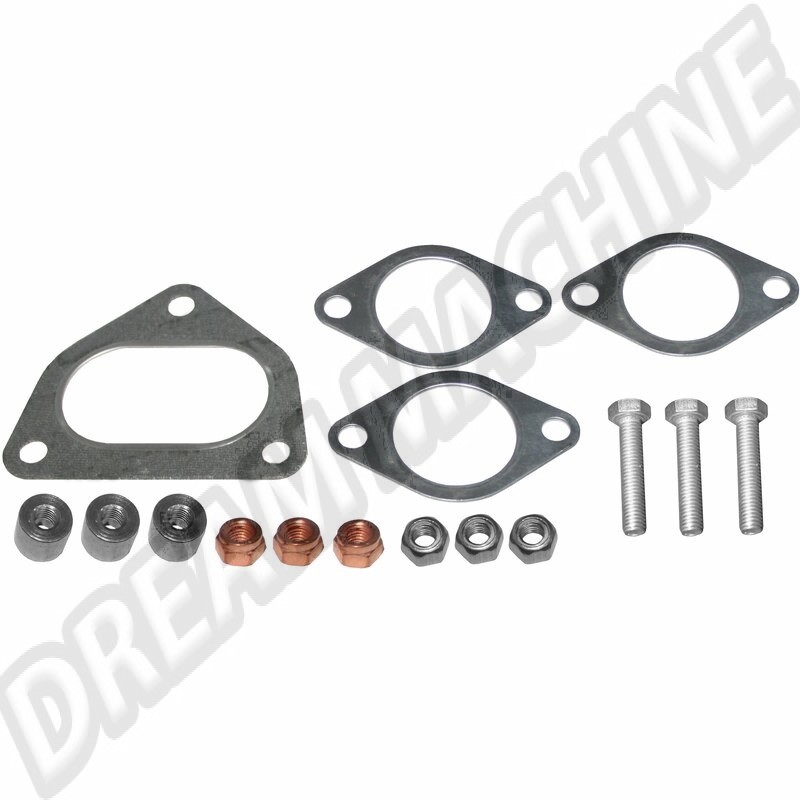 Kit de montage comprenant 4 joints, écrous et boulons pour échangeur thermique compatible avec les modèles PORSCHE 911/930 3.2, 3.3. Référence : 1621701710, 91.104KIT.