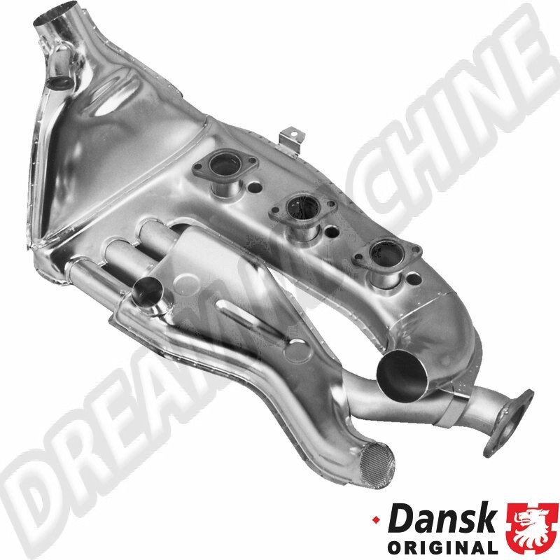 Échangeur de chaleur gauche en acier inoxydable pour PORSCHE 911/930 2.3, 2.7 01/63-11/90. Référence : 1623102770, 91.013S, 91121102114.