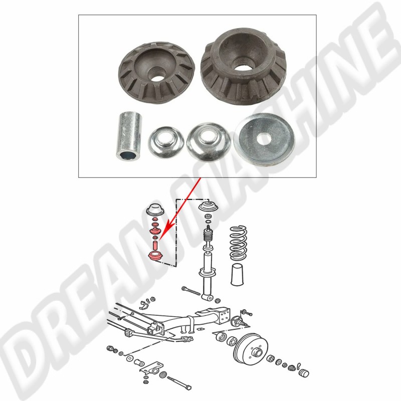 Fixation amortisseur arrière, Volkswagen, Golf, Scirocco, Jetta, Vento, 171512337S, pièce de suspension, polyvalent.