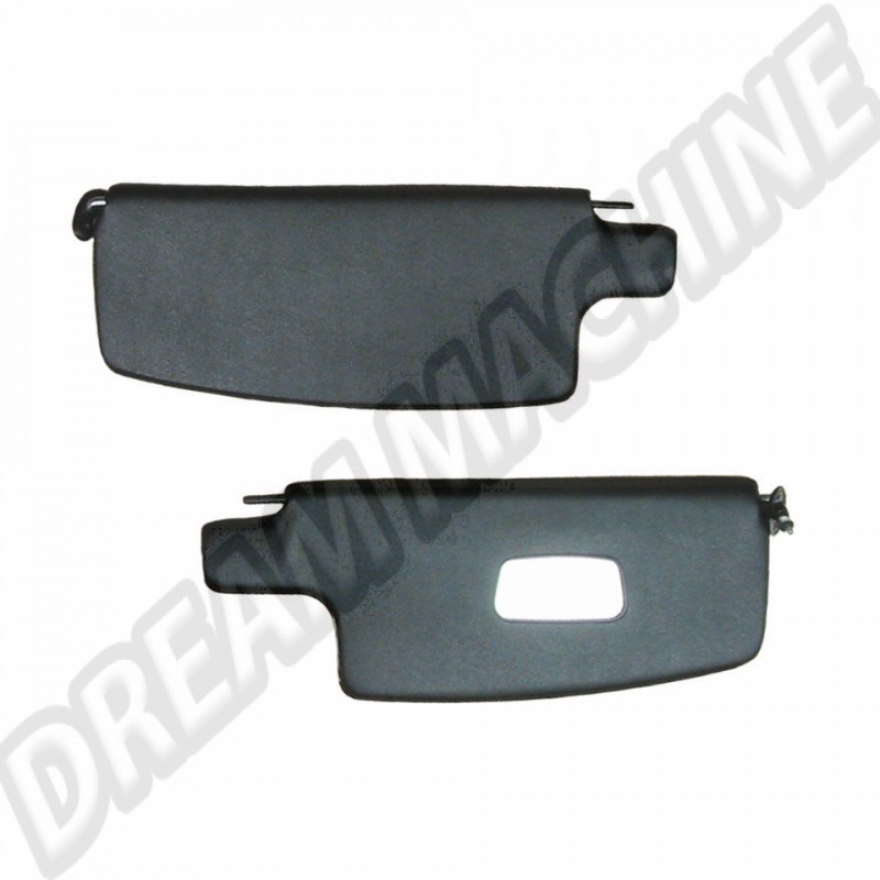 Pare-soleils, Paire, Vinyl, Noir, Miroir, Volkswagen, Coccinelle, Berline, Cabriolet, 08/67, 08/72, 211033211, 21 1033 211.