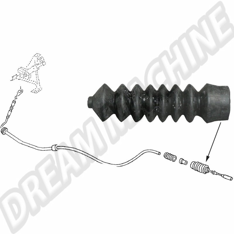 Soufflet, câble de chauffage, VW Combi T2, VW Transporter T25, élastomère, 1.6-2.0, 08/67-07/82, 211711663, 211 711 663