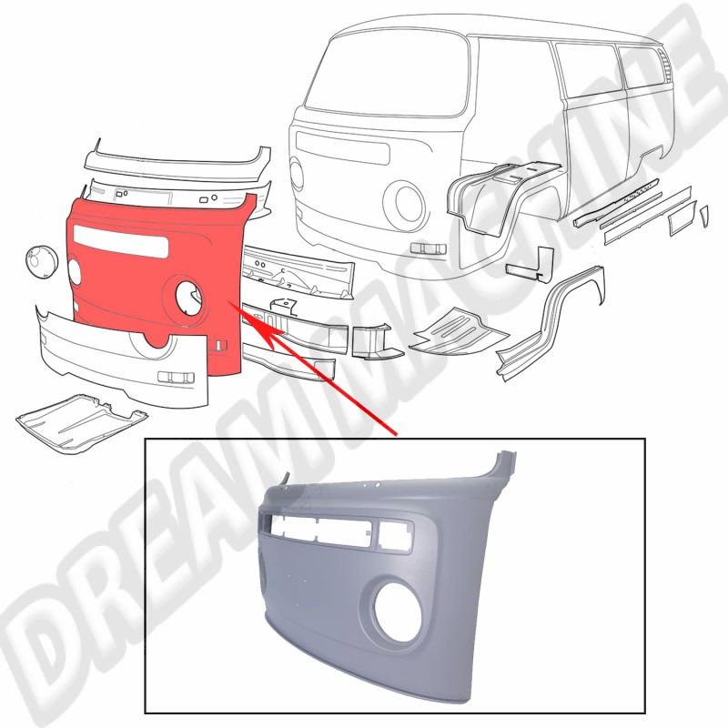 Face Avant Lisse VW Combi, Bay Window, 211805031J, 211 805 031 J
