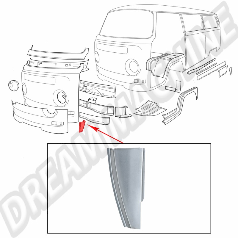 Tole-Reparation-Coin-Avant-Gauche-VW-Combi-Bay-Window.