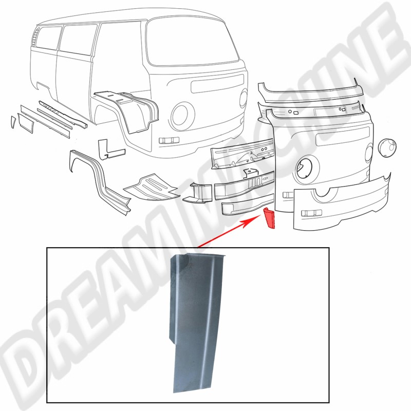 Tôle de Réparation Coin Avant Droit, VW Combi Bay Window, 08/1973-07/1979