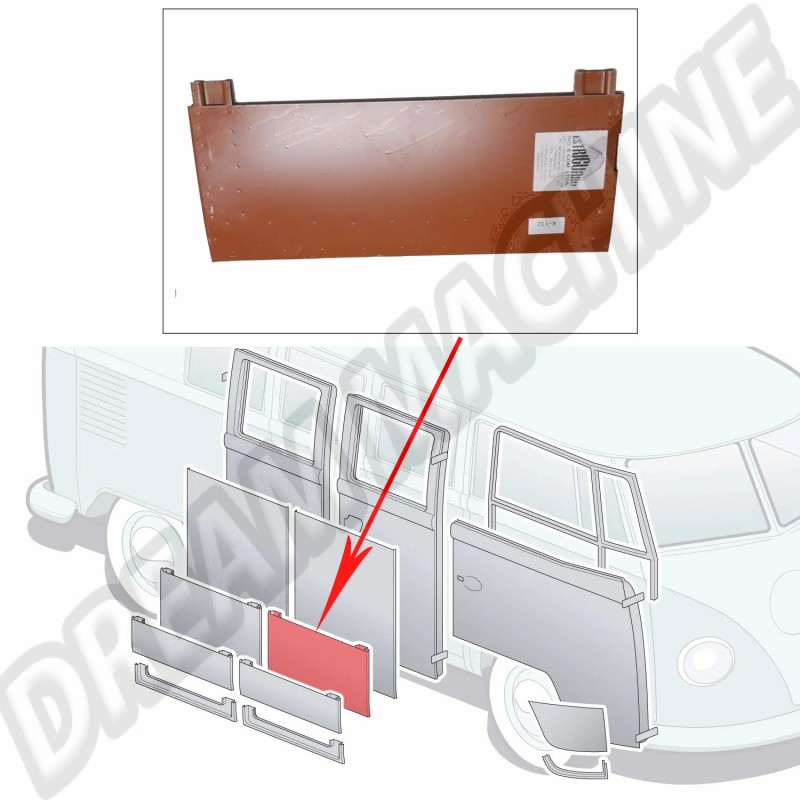 Panneau de réparation, Kombi Brésilien, Split, Bay, 1957-1982, porte de chargement, 211843106R, 211 843 106 R.