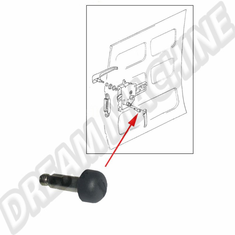 Bouton serrure porte coulissante VW T3 T25, Bouton sécurité porte coulissante intérieure, Numéro comparaison 251843670, Qualité d'origine, Livraison 1 bouton de sécurité.