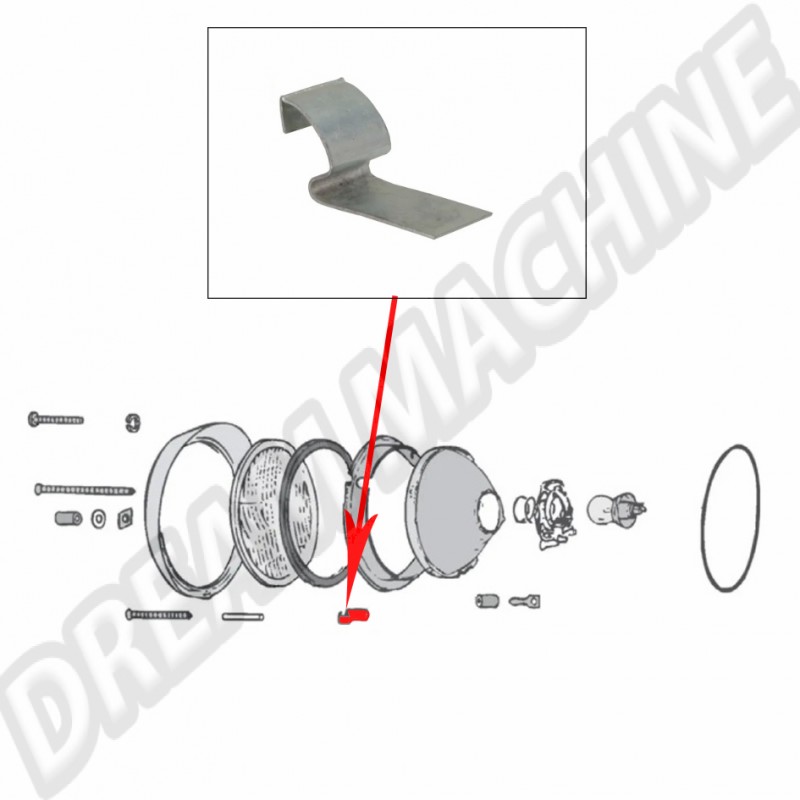 311941125A, 311 941 125 A, clip de phare, 181, Combi Bay Window, Type 3, 1967-1973, VW