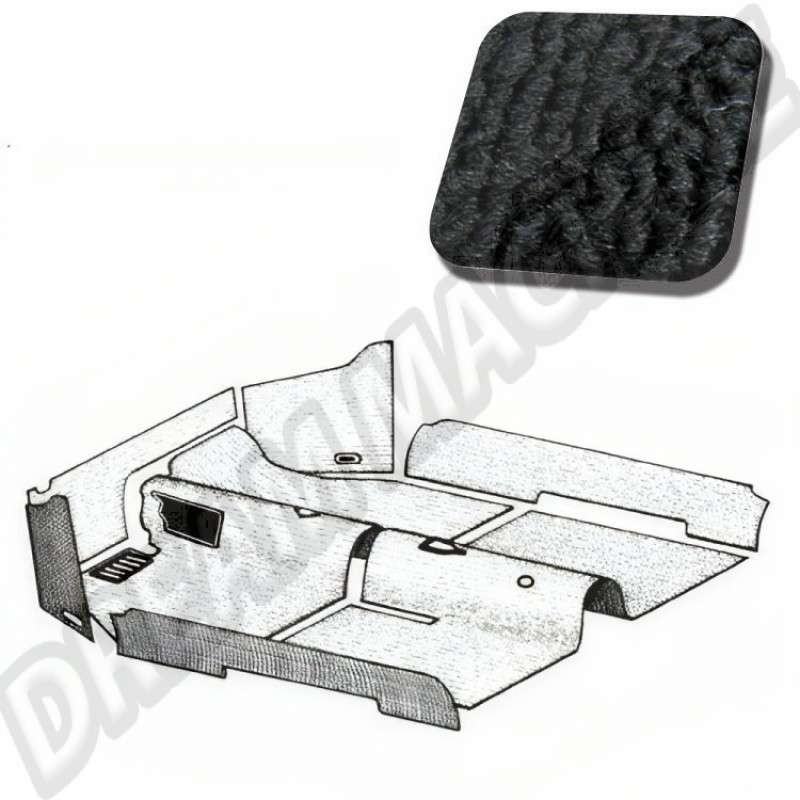 Kit Moquette, Noir, 34-F1330-301, Volkswagen, Coccinelle Cabriolet 1, 08/68-07/70, LHD, 7 Pièces, Repose-Pieds, Sièges 2 Rails, BS21050