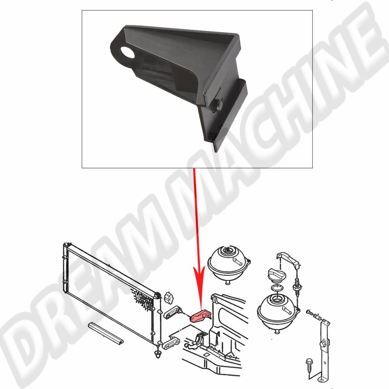 Support de radiateur, VOLKSWAGEN, Transporter T4, 1992-2003, 701121633B, 701 121 633 B, côté conducteur, montage arrière