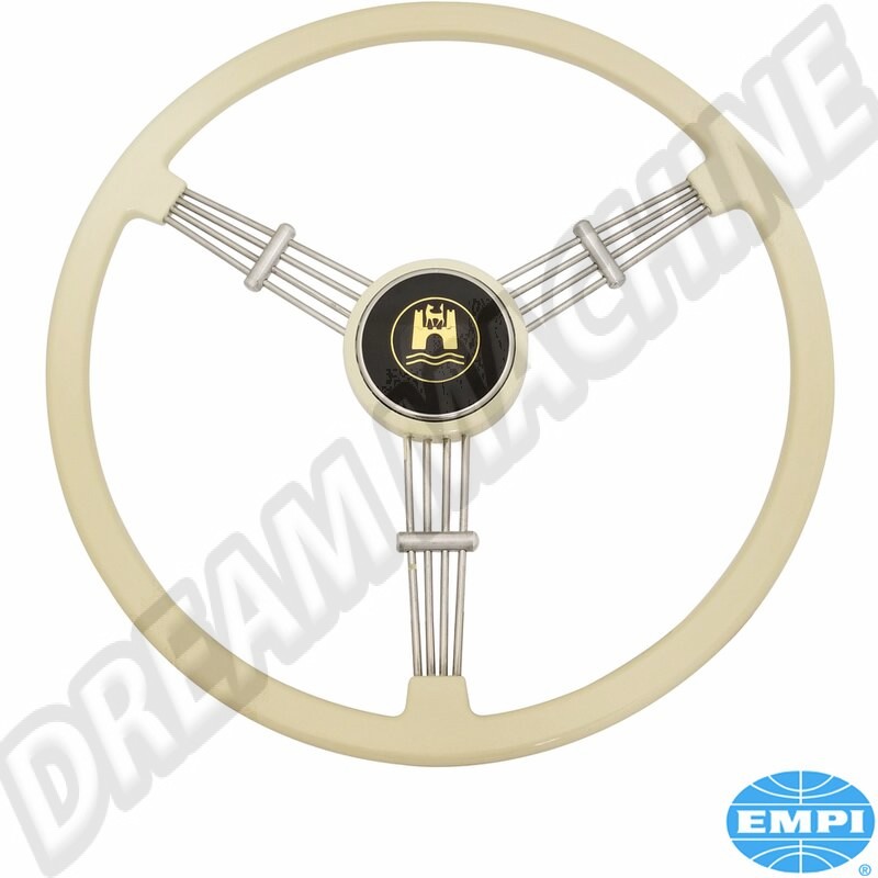 Volant style Banjo ivoire complet diamètre 394mm avec bouton de klaxon 3 branches 