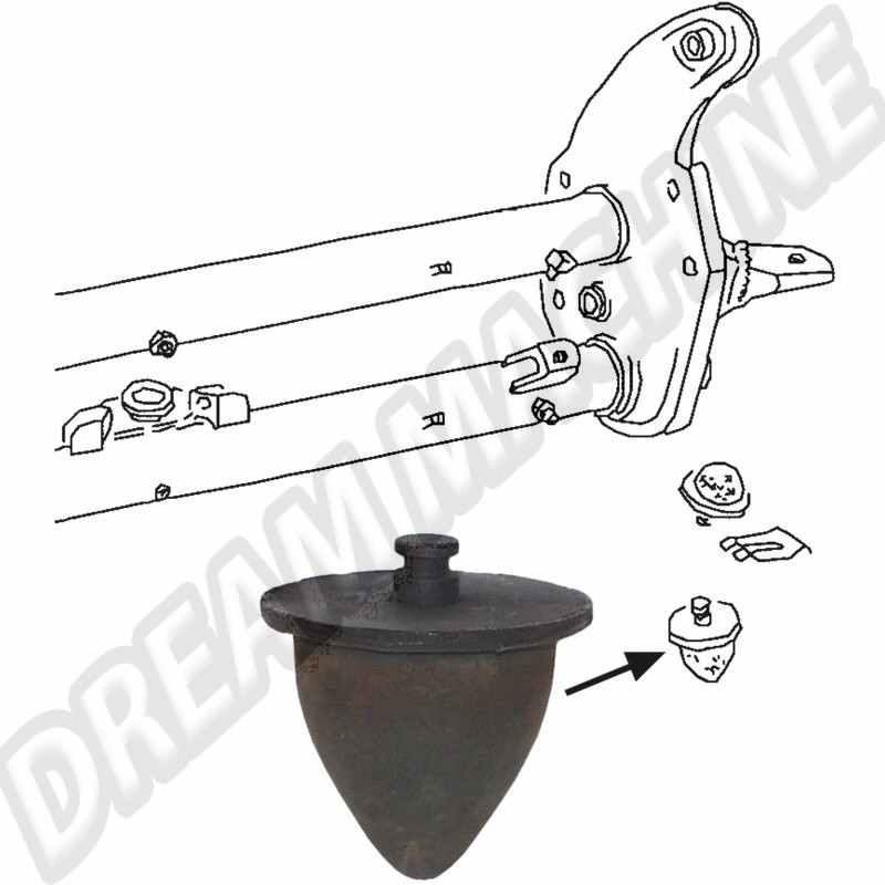 Butée de Suspension Inférieure, Train Avant, Combi T2, 8/1967-7/1979, Élastomère, Position à la barre de torsion, Essieu avant inférieur, 211401263A.