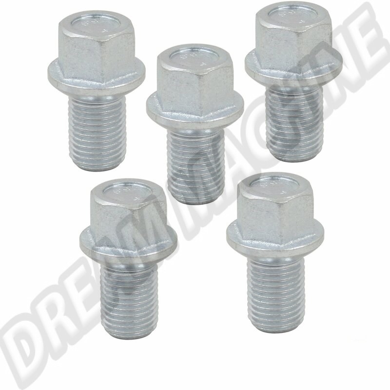 Boulons de Roue, Galvanisés, Lot de 5, 14x1.5x19mm, VW, Karmann Ghia, Transporter T1, Transporter T2, Transporter T3, Coccinelle Type 1, 98-6112-B, 98 6112 B.