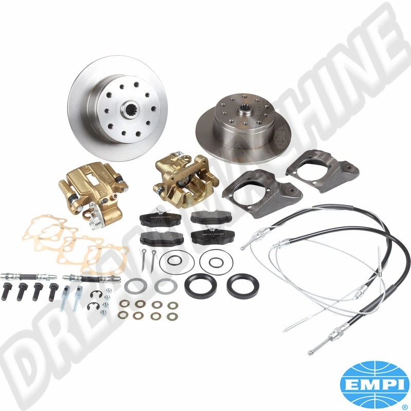 Kit de conversion de frein à disque, Deluxe, arrière, double perçage, 5x130 avec filetage de 14x1,5 mm et 5x4 3/4" avec filetage de 12 mm, avec frein main, trompettes après 67