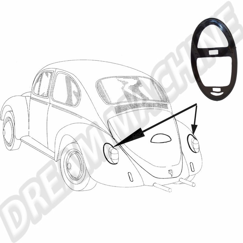 Joint feu arrière, caoutchouc, élastomère, Volkswagen Coccinelle, Coccinelle 1200, Coccinelle Export, 111945191E
